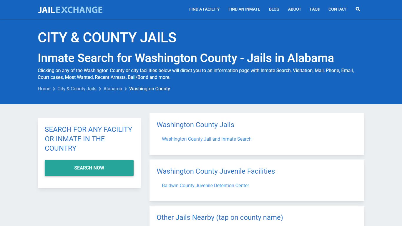 Inmate Search for Washington County | Jails in Alabama - Jail Exchange